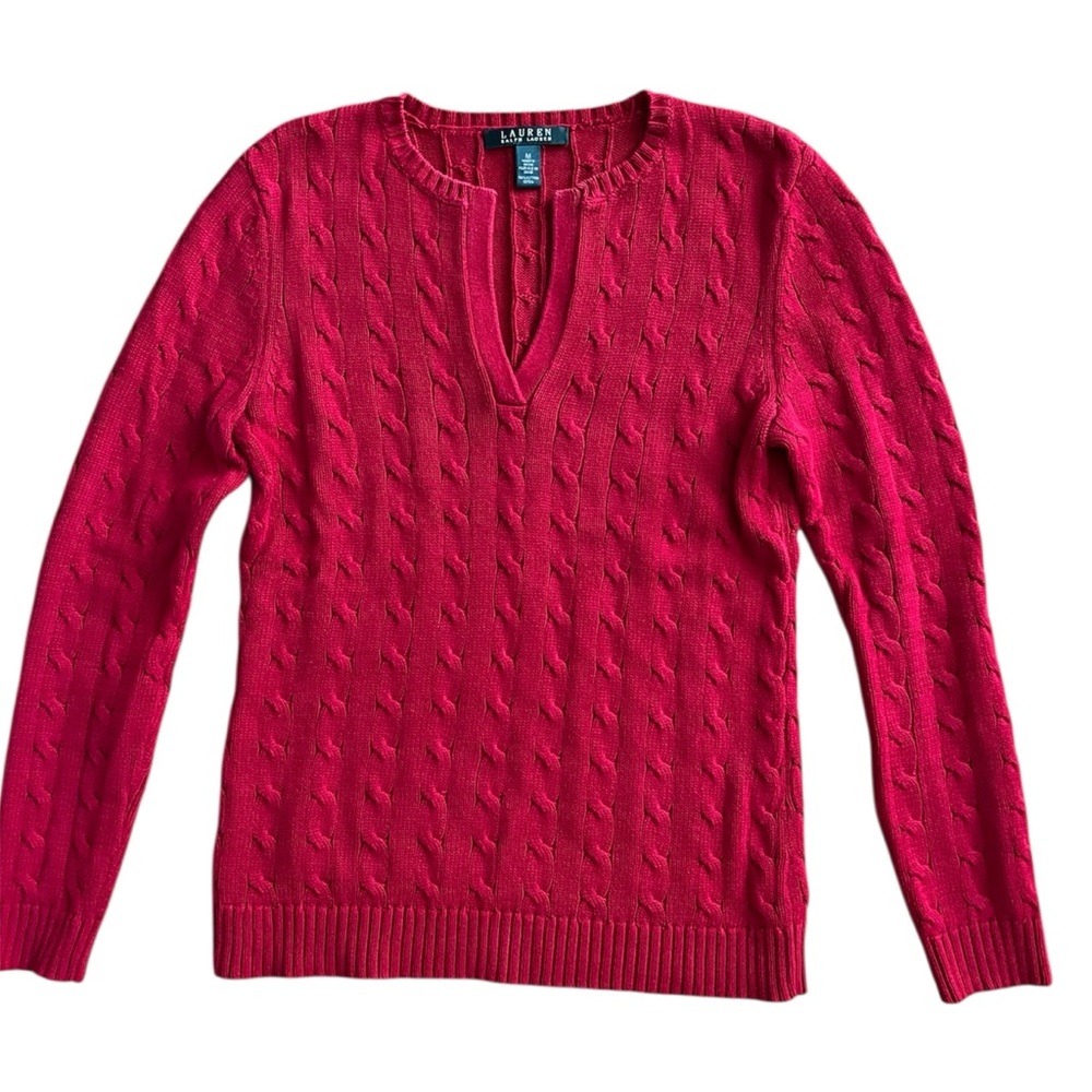 Lauren Ralph Lauren Cable-knit Sweater Cotton Red Women’s Size Medium